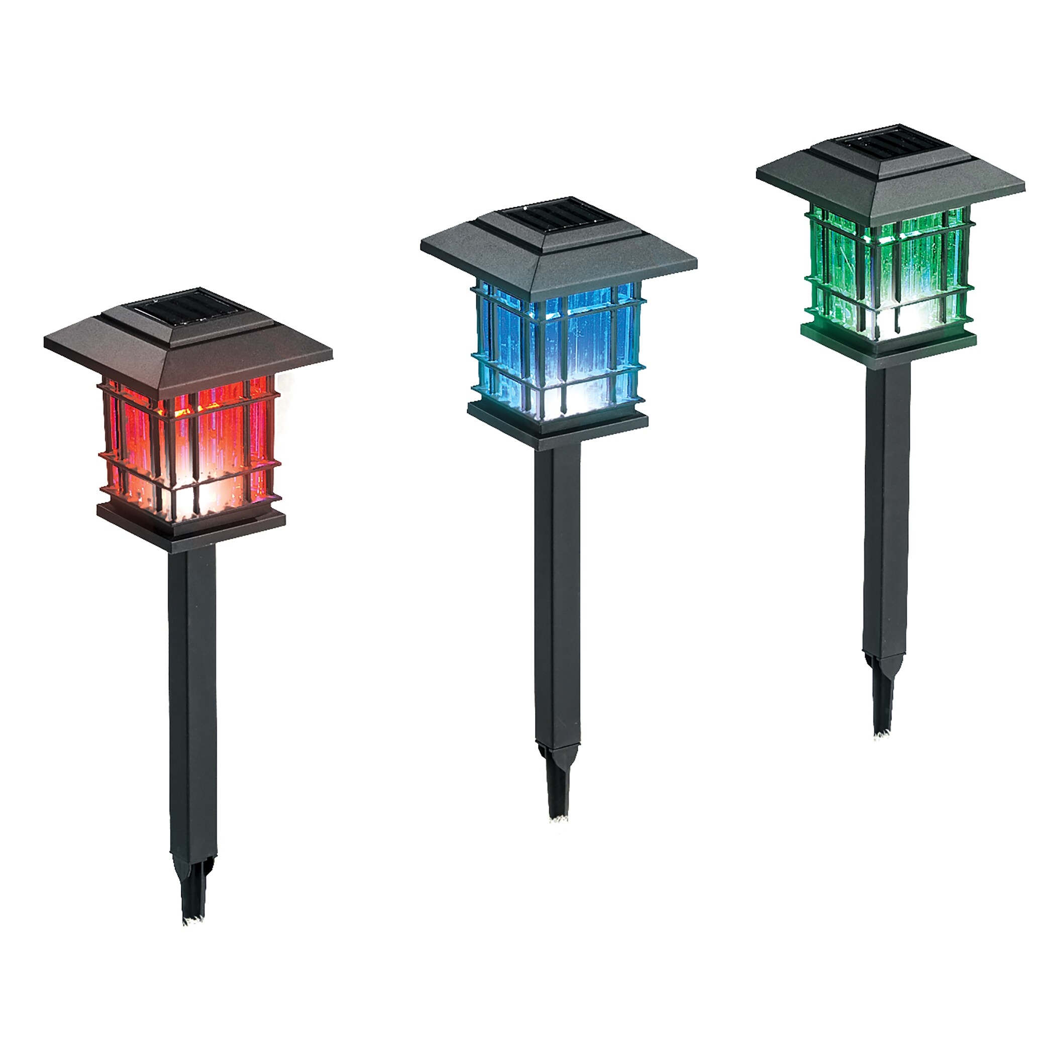 Colorful Solar Landscape Walkway Lights - Set of 3 - 14.100 x 6.000 x 4.880 - Mycitystee