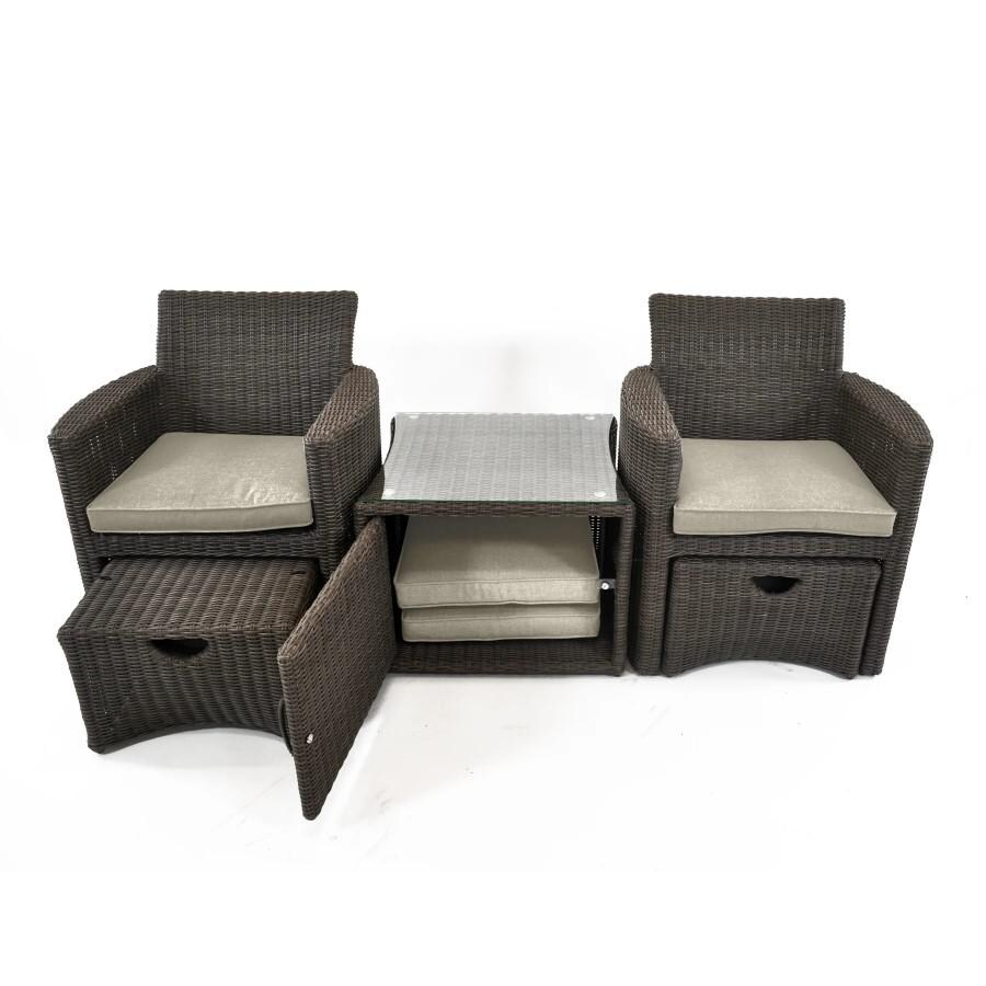 Kettler CUPIDO Wicker 5 Piece Patio Conversation Set With Cast Ash Cushions - Mycitystee