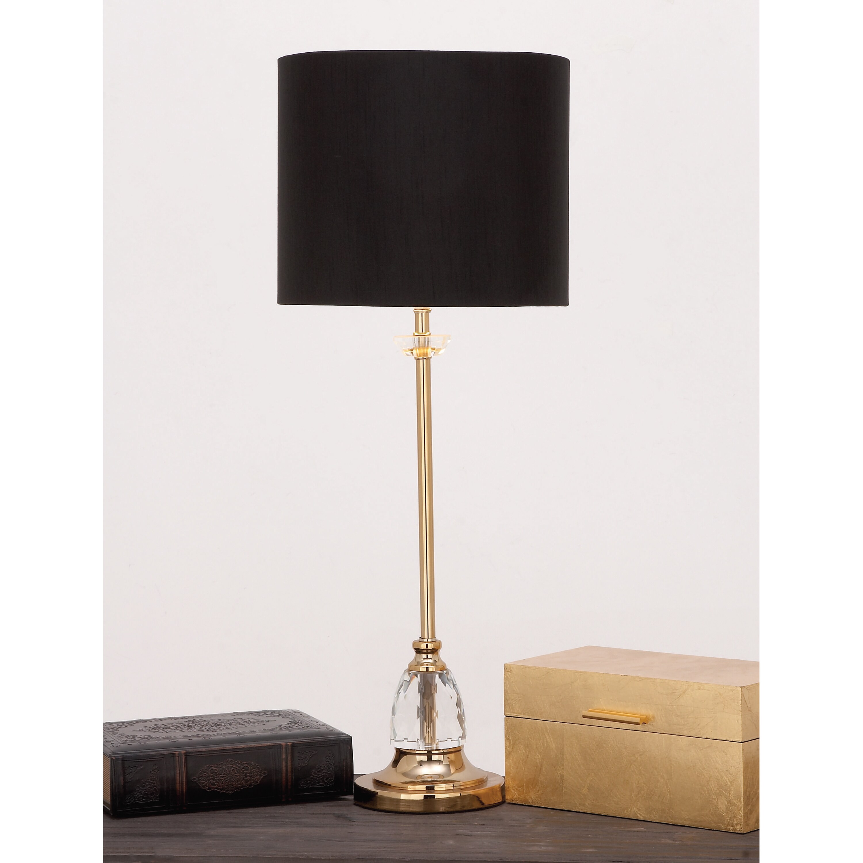 Lynette Crystal/Brass Buffet Console Table Lamp - Mycitystee