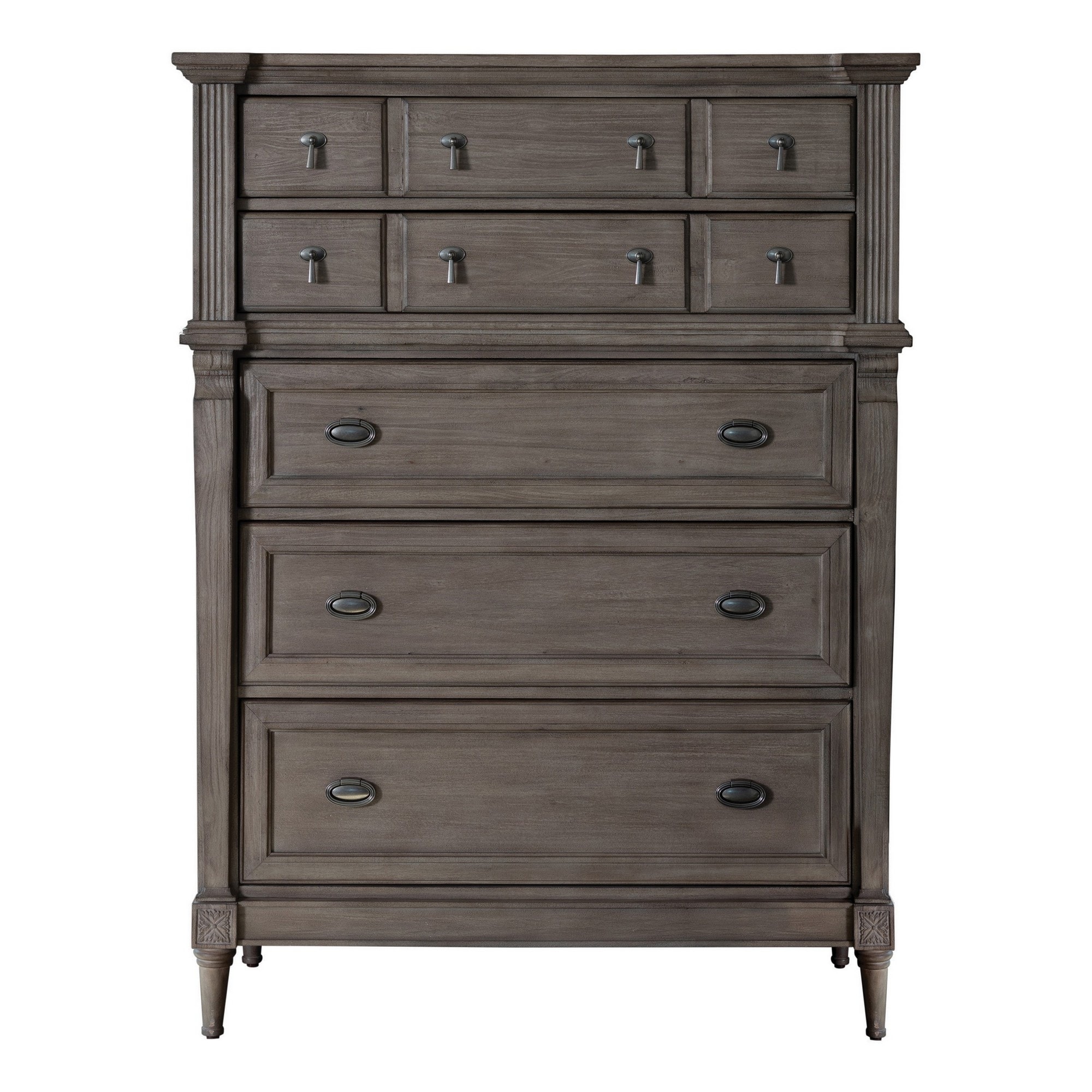 Ani 59 Inch Tall Dresser Chest， 5 Drawers， Sand Blasted French Gray Wood - - 37962504 - Mycitystee