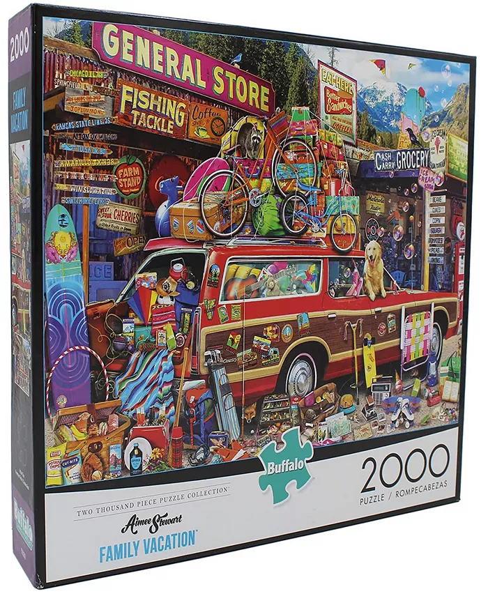 Buffalo Games Family Vacation 2000-Piece 3 Full Size Jigsaw Puzzle Mystery Bundle Set - Mycitystee