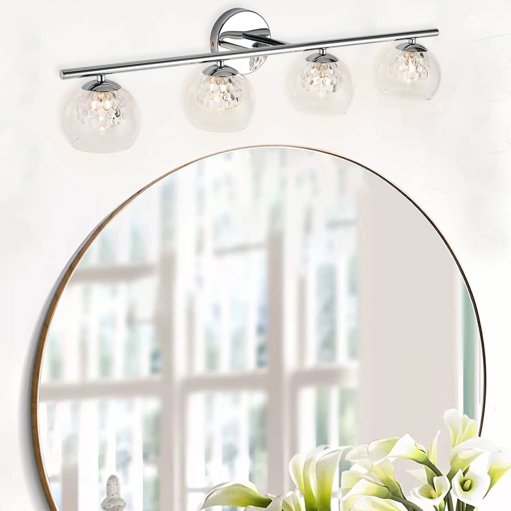 4 Lights Modern Bathroom Crystal Glass Vanity Wall Sconce - Mycitystee