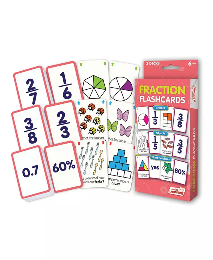 Junior Learning Fraction Flashcards Shapes， Objects and Word Problems - Mycitystee