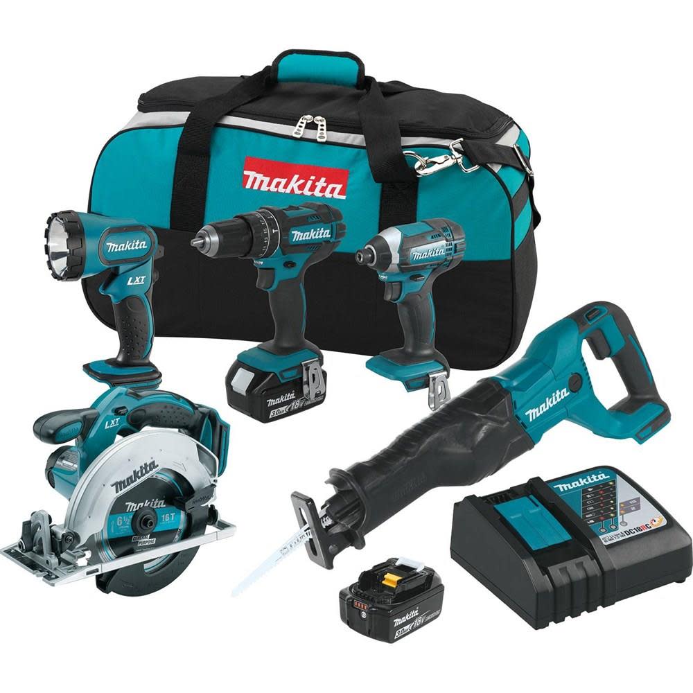 Makita 18 Volt LXT Lithium-Ion Cordless Combo Kit (5-Tool) XT505 from Makita - Mycitystee