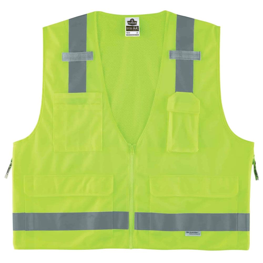 Ergodyne GloWear 8250Z Type R Class 2 Surveyors Vest, Lime, S/M - Mycitystee