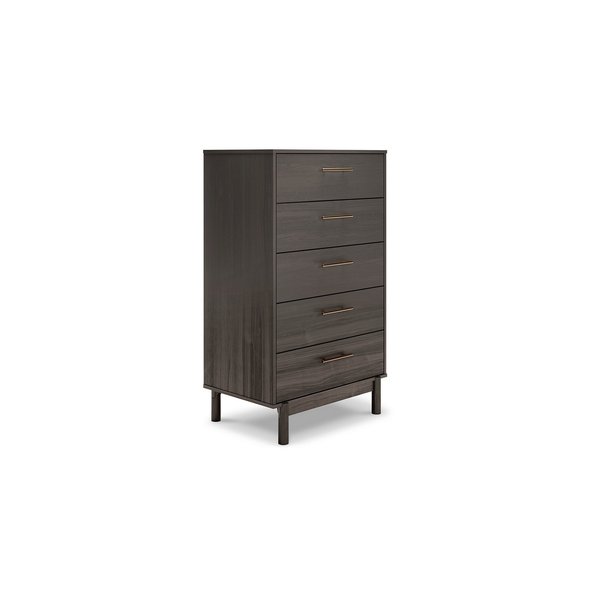 Dien 50 Inch Modern 5 Drawer Tall Dresser Chest， Gray， Gold Metal Handles - - 37962464 - Mycitystee