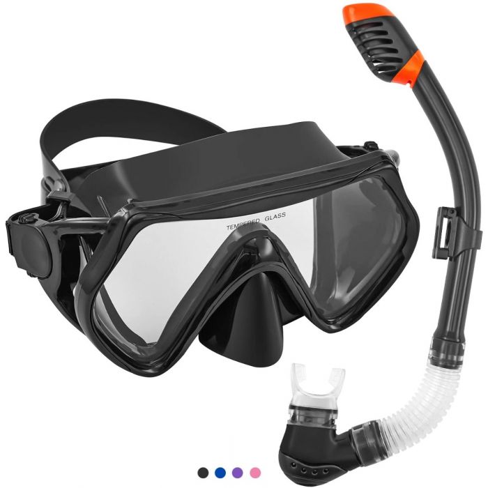 Anti-Fog Tempered Glass Snorkel Set for Youth and Adult - Mycitystee