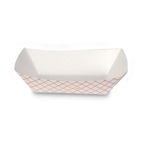 Dixie Kant Leek Polycoated Paper Food Tray， 1 lb Capacity， 6.25 x 4.7 x 1.6， Red Plaid， 1，000/Carton (RP1008) - Mycitystee