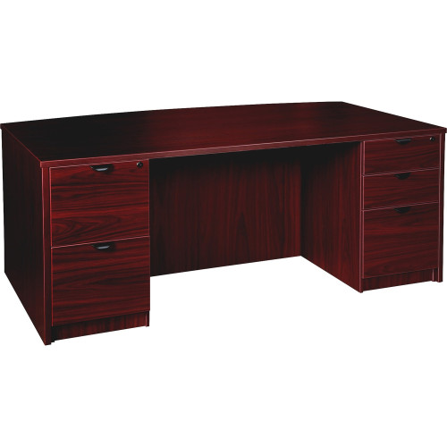Lorell Prominence 2.0 Mahogany Laminate Double-Pedestal Desk - 5-Drawer (PD4272DPMY) - Mycitystee