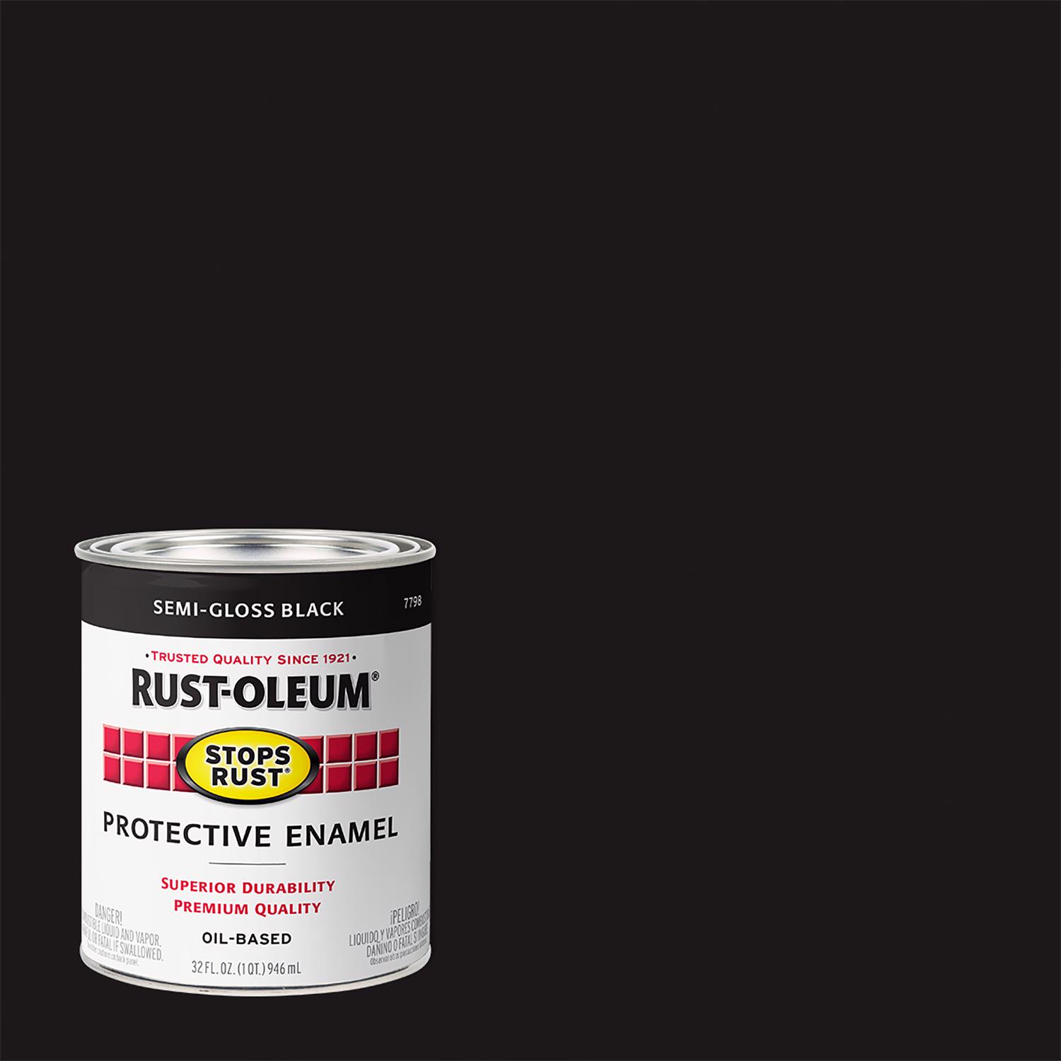 Rust-Oleum Stops Rust Indoor and Outdoor Semi-Gloss Black Oil-Based Protective Paint 1 qt - Mycitystee