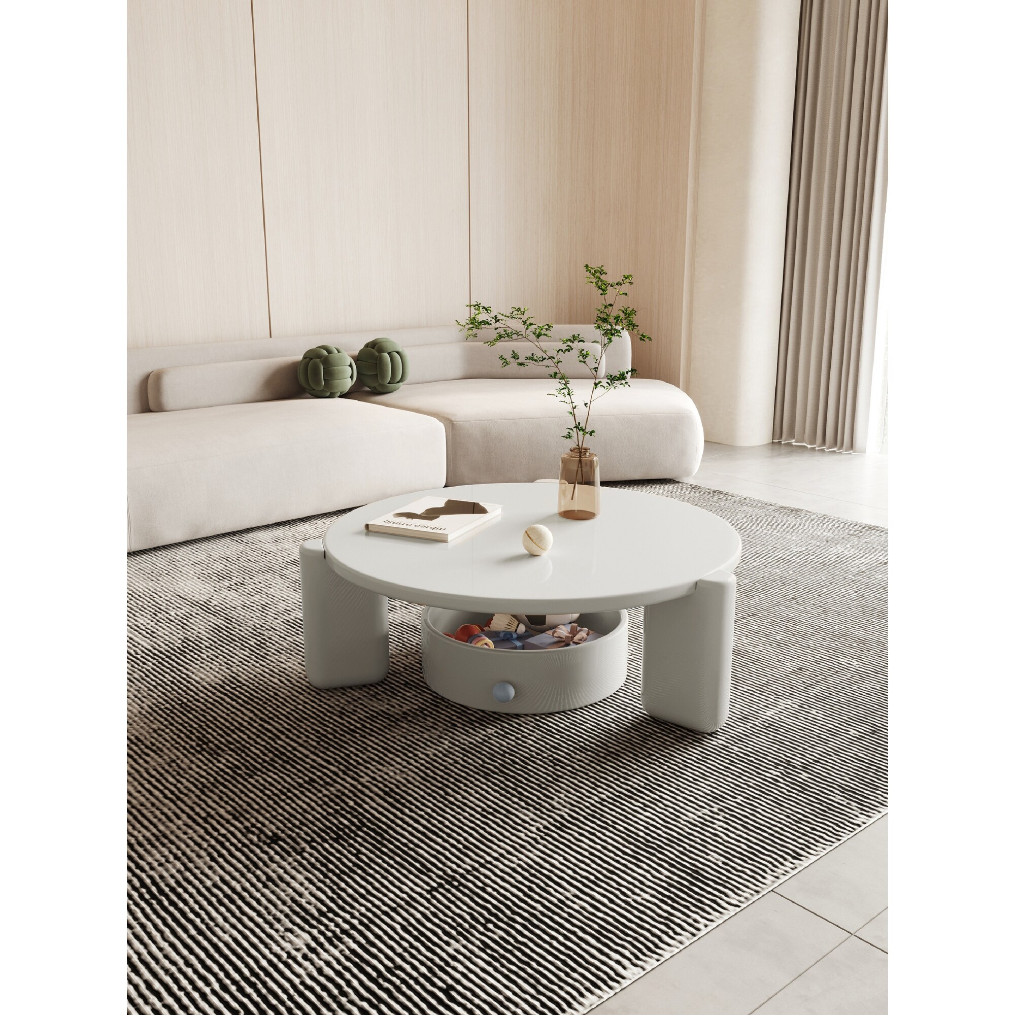 JASIWAY Round Coffee Table with Storage - Mycitystee