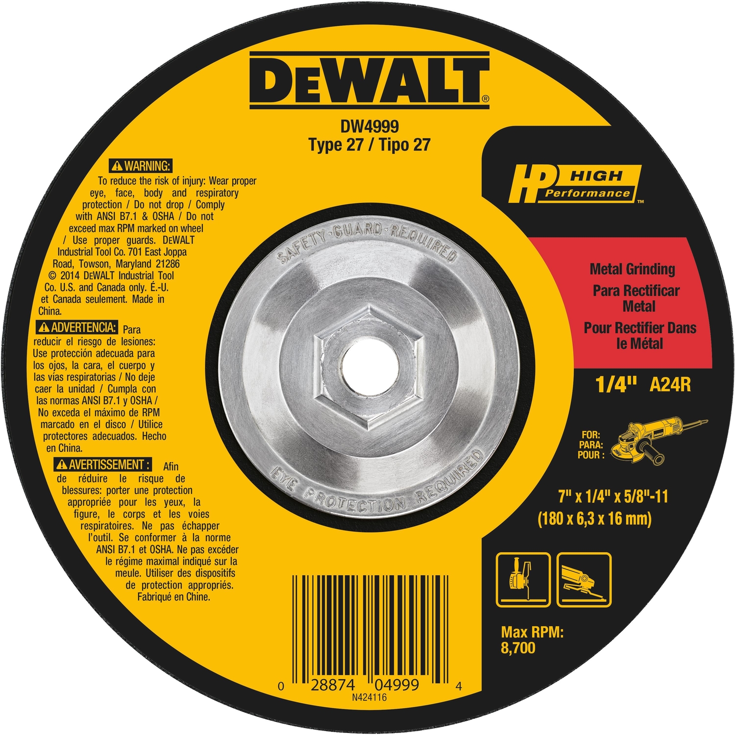 DeWalt 7 M D X 5/8-11 in. Fiberglass Cut-Off Wheel - Mycitystee