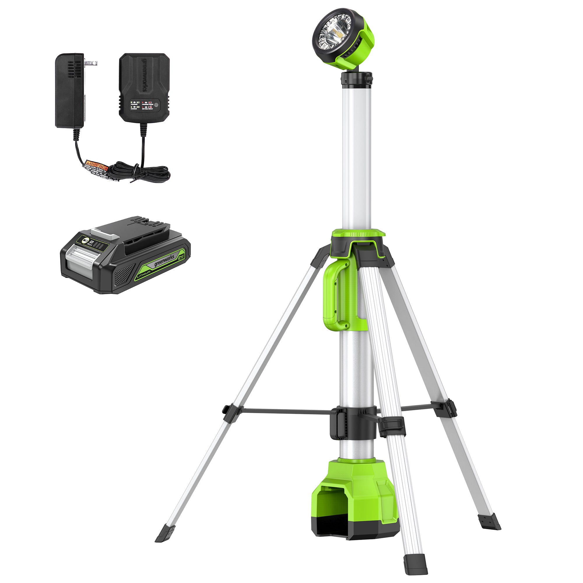 24V Cordless Battery 2-in-1 Standing Light Kit w/ 2.0Ah Battery  Char - Mycitystee