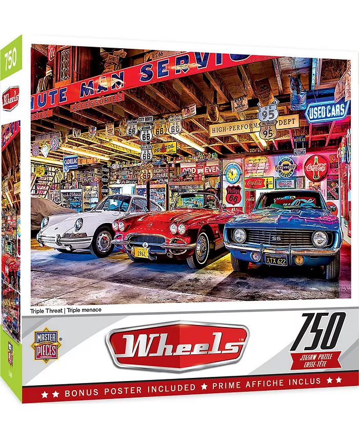 MasterPieces Puzzles Wheels - Triple Threat 750 Piece Adult Jigsaw Puzzle - Mycitystee