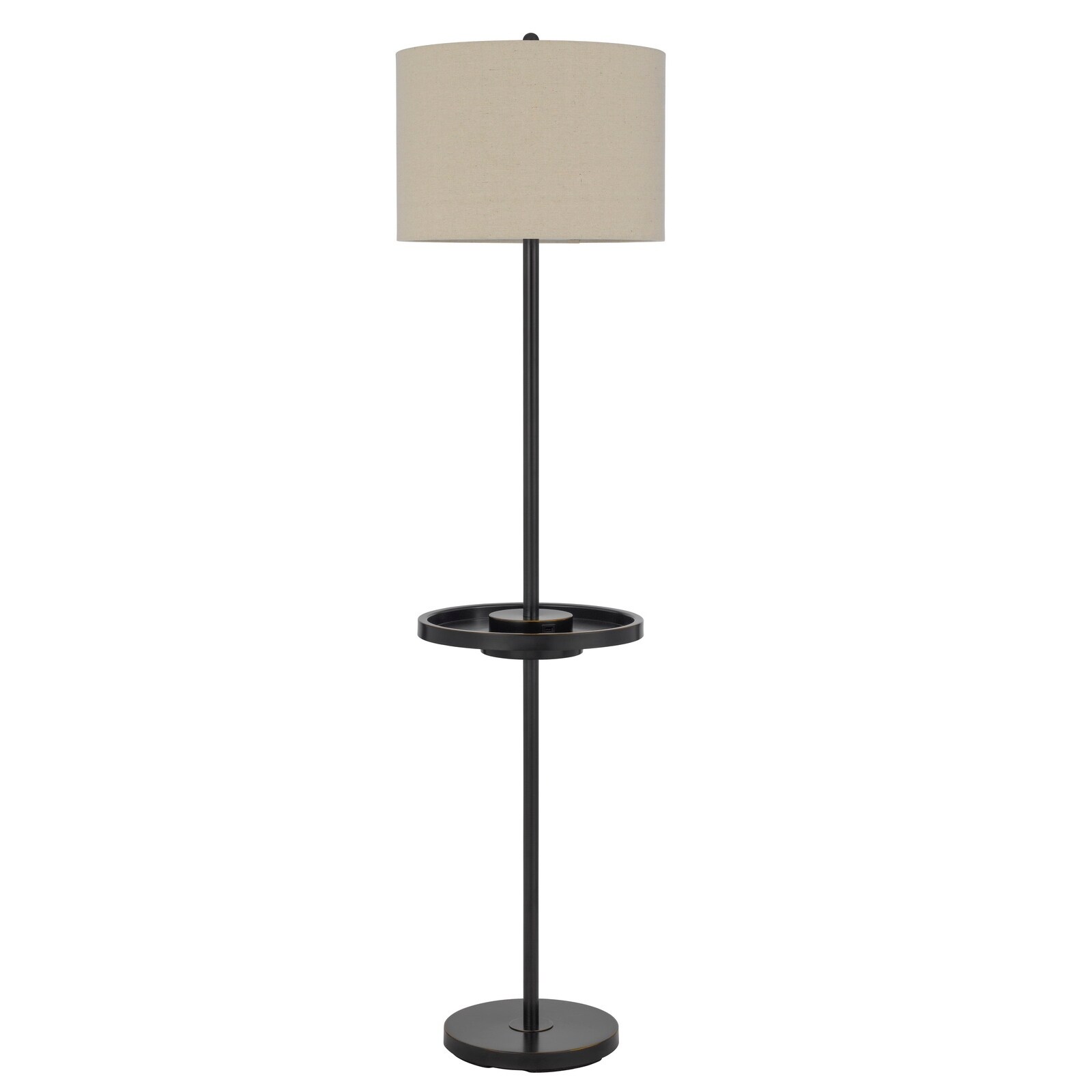 62 Inch Metal Floor Lamp， Tray， Dimmer， 2 USB Ports， Bronze - Mycitystee