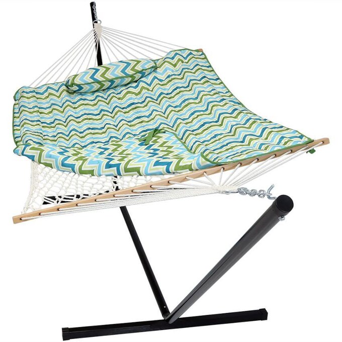 Ultimate Patio Rope Hammock w/ 12-Foot Stand， Pad， and Pillow - Mycitystee