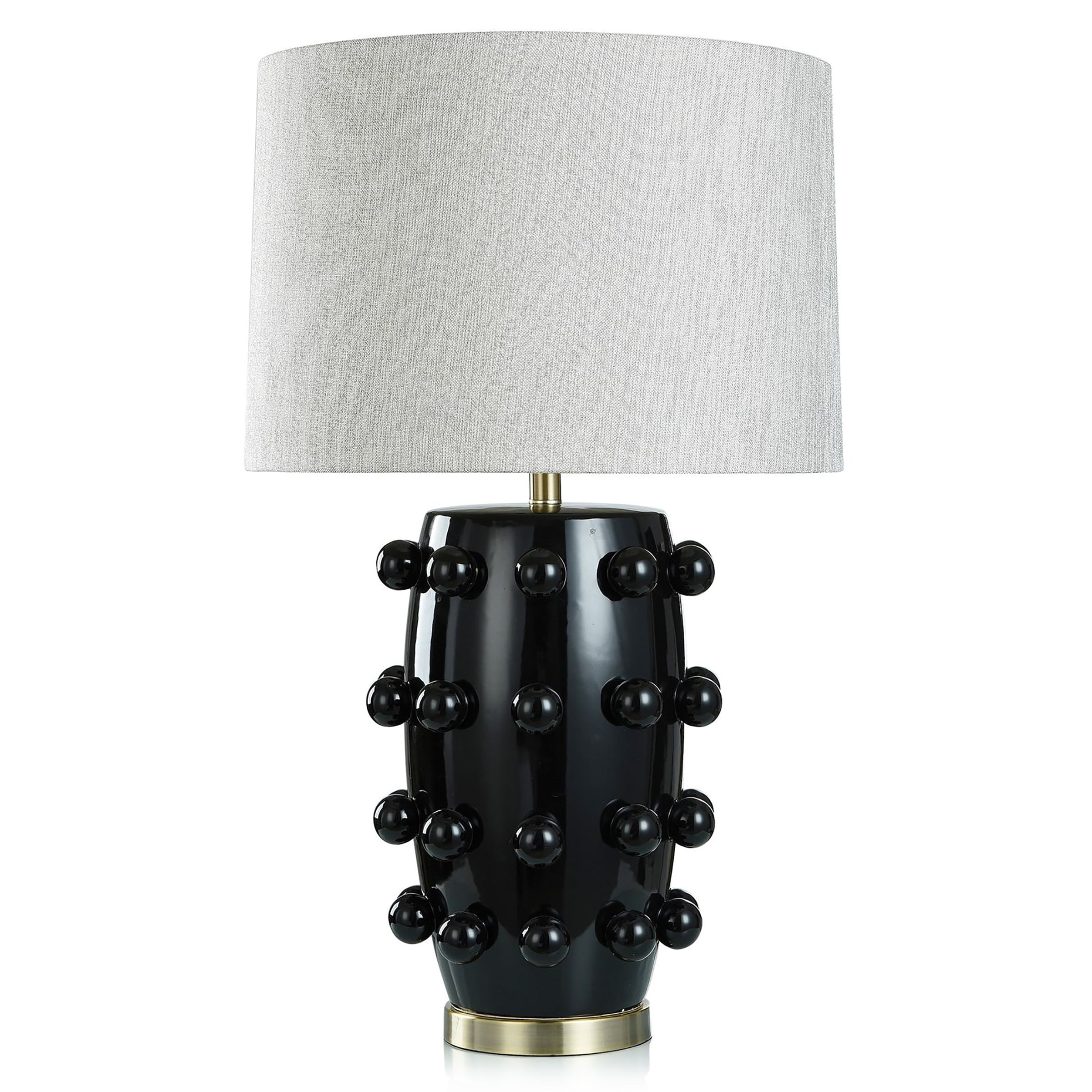 Marni Table Lamp- Black - Black Finish On Ceramic Body With Brass Base - 18