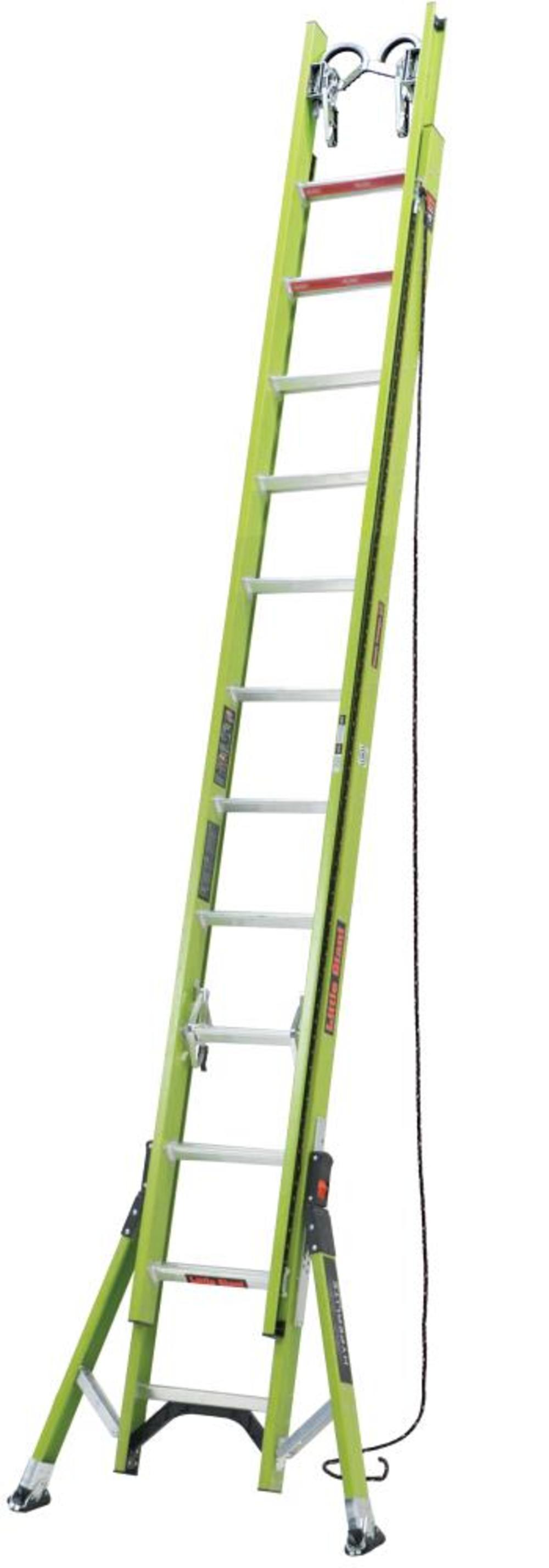 HyperLite SumoStance, 24 Ft. - IAA Fiberglass Extension Ladder w/ CH, V-Rung and Claw - Mycitystee
