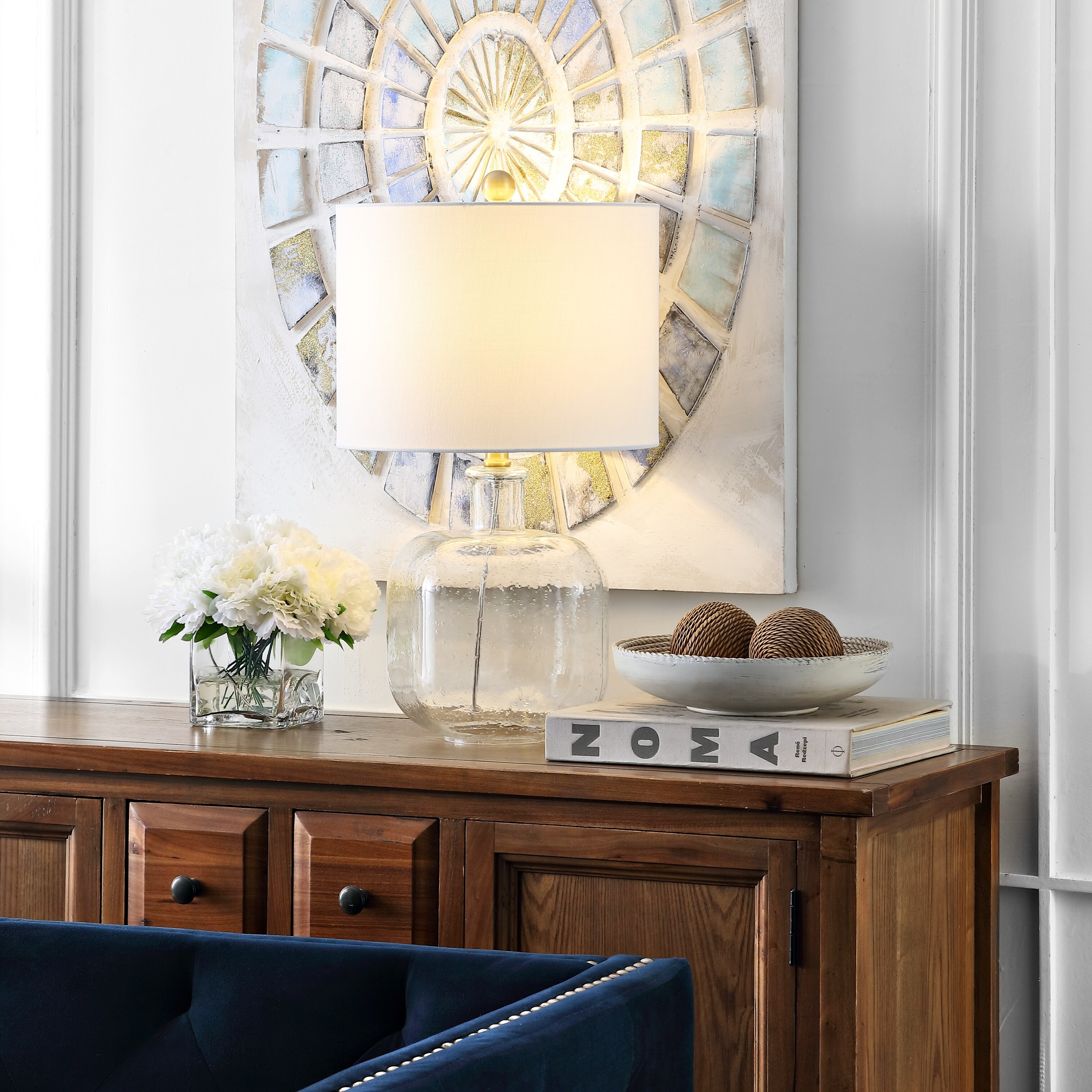 SAFAVIEH Lighting 21-inch Armena Clear/ Brass Gold LED Table Lamp - 12