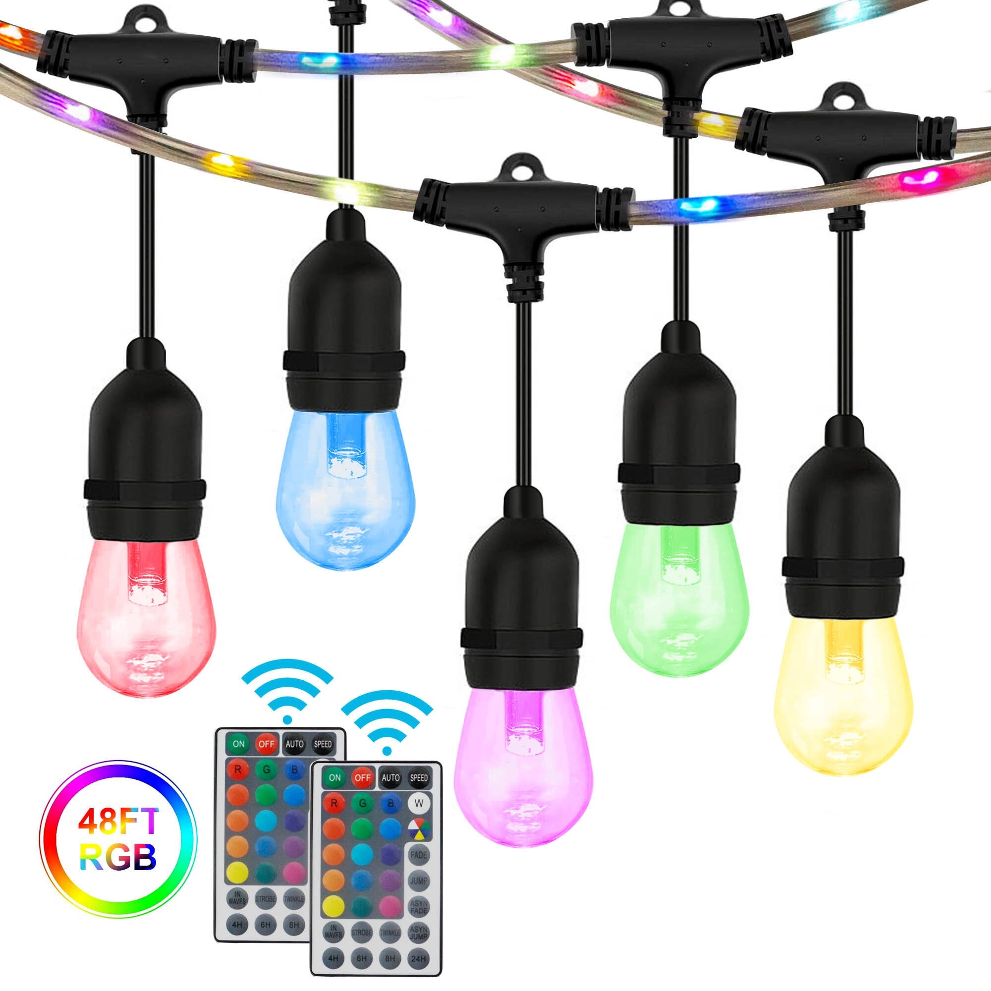 48ft RGB String Lights with RGB Wire 15+2 Bulbs Shopping - The Best Deals on String Lights | 39602860 - Mycitystee