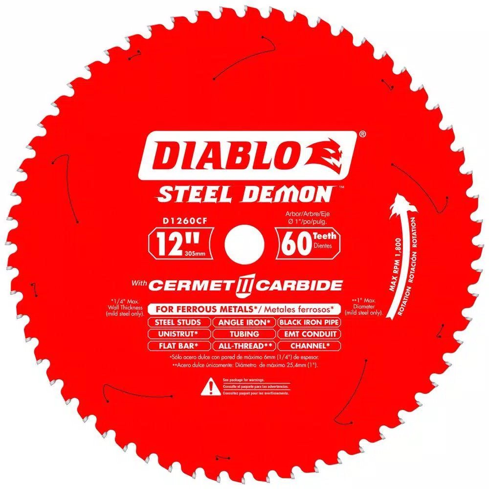 DIABLO 12 in. x 60-Tooth Steel Demon Cermet II Carbide Blade for Ferrous Metals and Stainless Steel and#8211; XDC Depot - Mycitystee