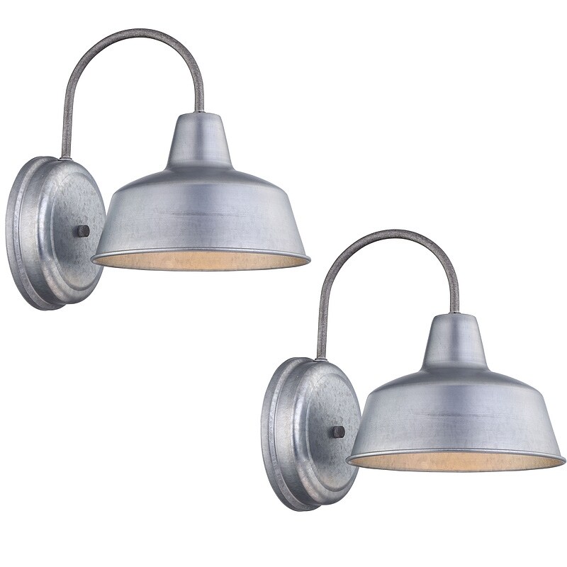 1-Light Outdoor Barn Light With Galvanized finish 2 Pack - 8.35