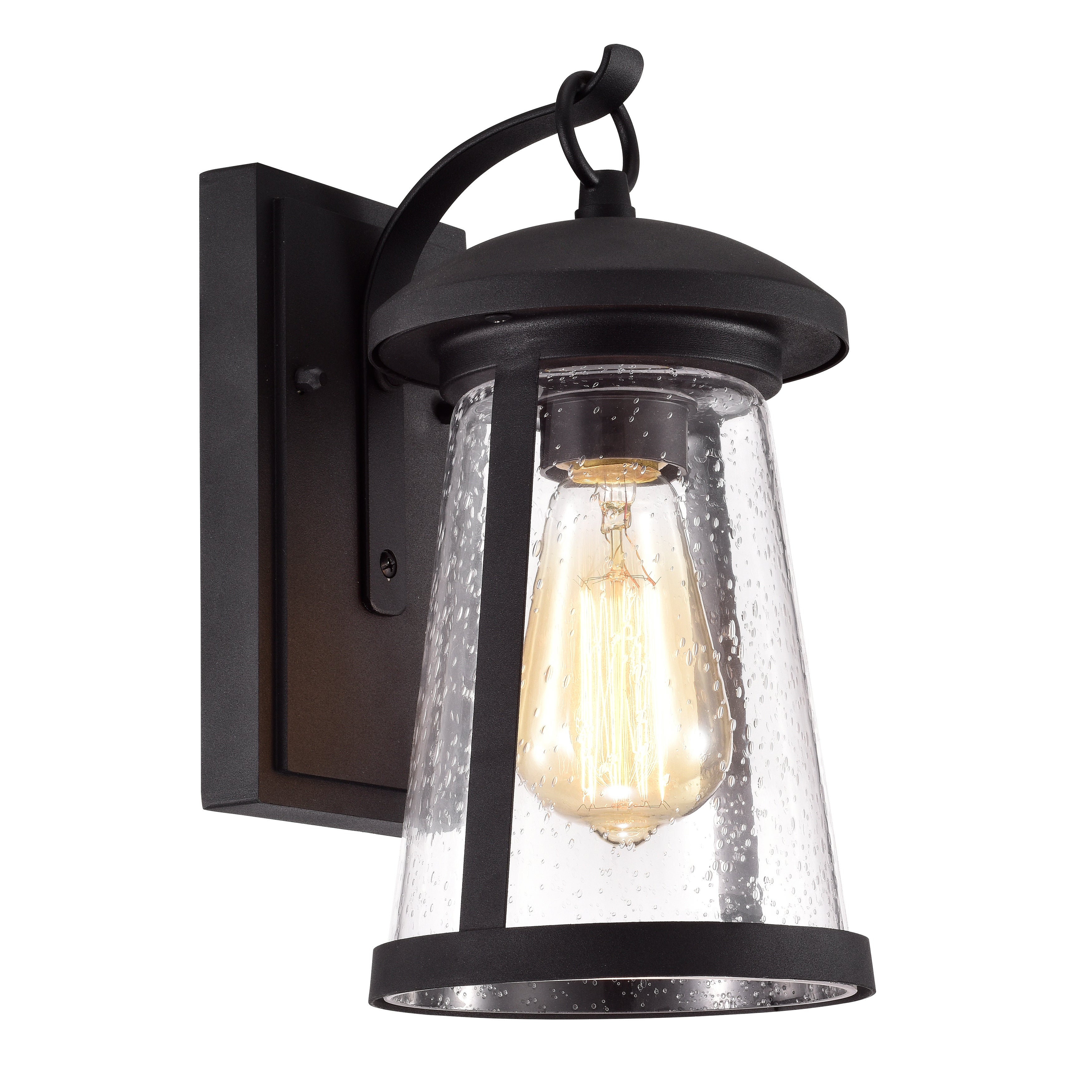 1-light Textured Black Outdoor Wall Lantern w/ Clear Seeded Glass Shopping - The Best Deals on Outdoor Wall Lanterns | 38838521 - Mycitystee