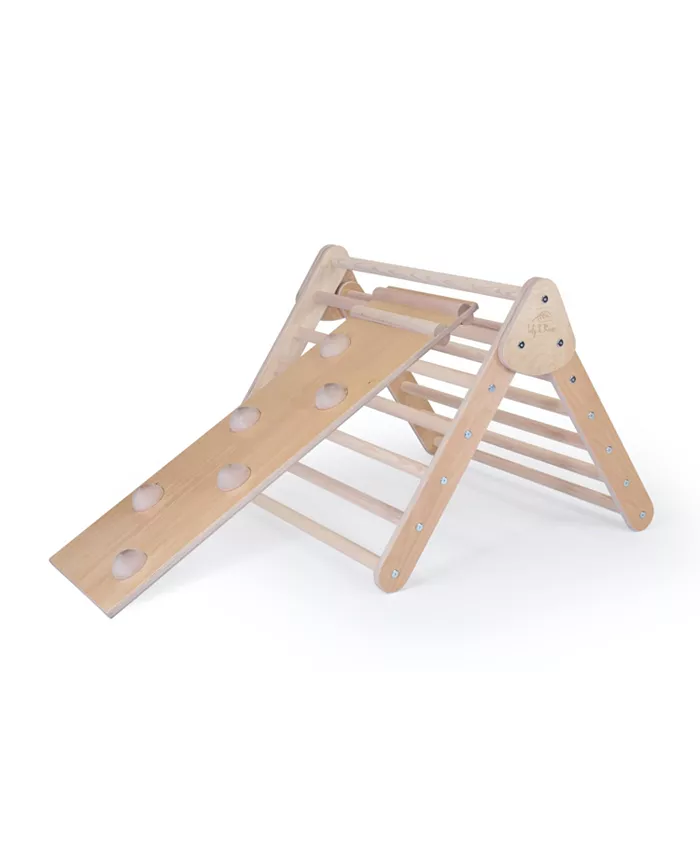 Lily and River Birch Little Climber Playset With Rockwall Slide In Natural - Mycitystee