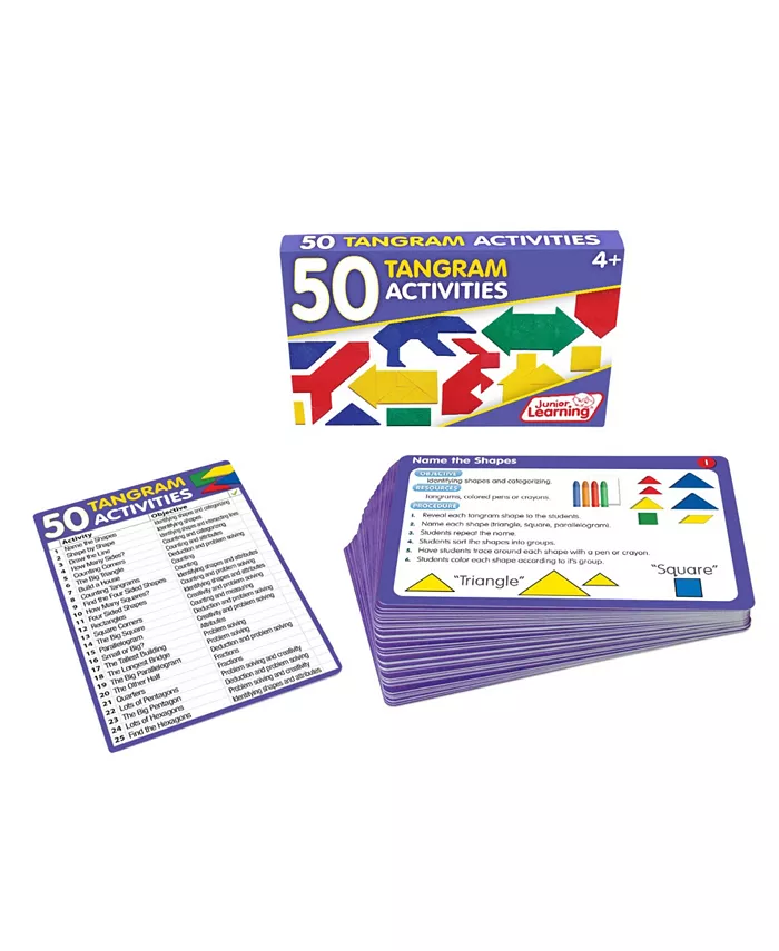 Junior Learning 50 Tangram Activities Educational Learning Set， 50 Cards - Mycitystee