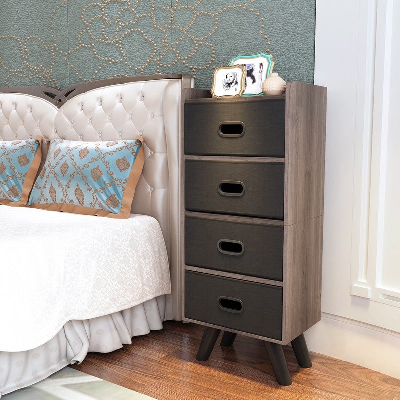 4 Drawer Fabric Dresser Storage Tower， 4-Tier Wide Drawer Dresser with Handrail and Removable Drawers - - 35649362 - Mycitystee