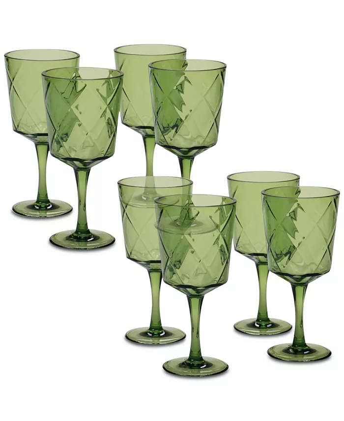 Certified International Green Diamond Acrylic 8-Pc. All-Purpose Goblet Set - Mycitystee