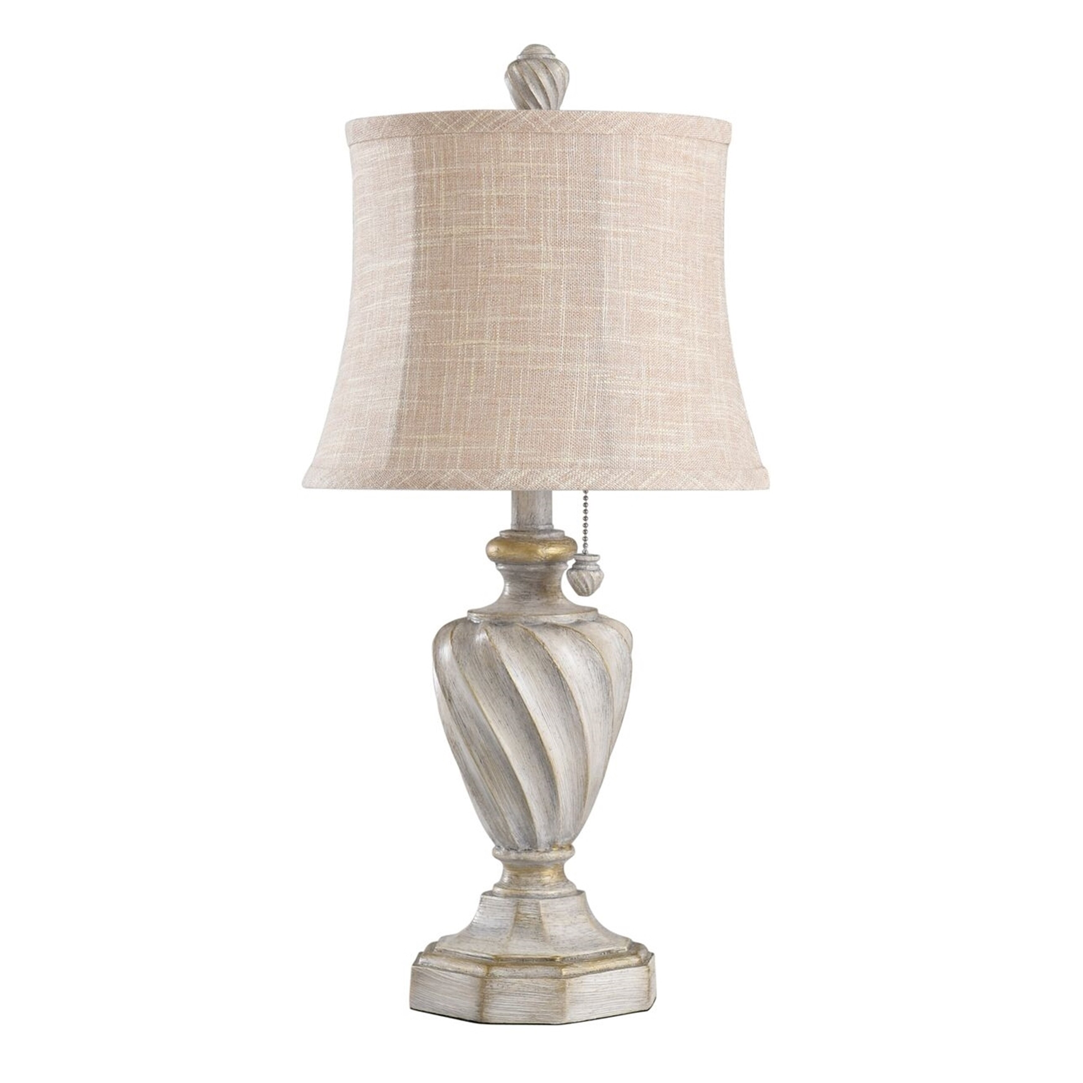 StyleCraft Cameron Antique White Table Lamp - Beige Shade - Mycitystee