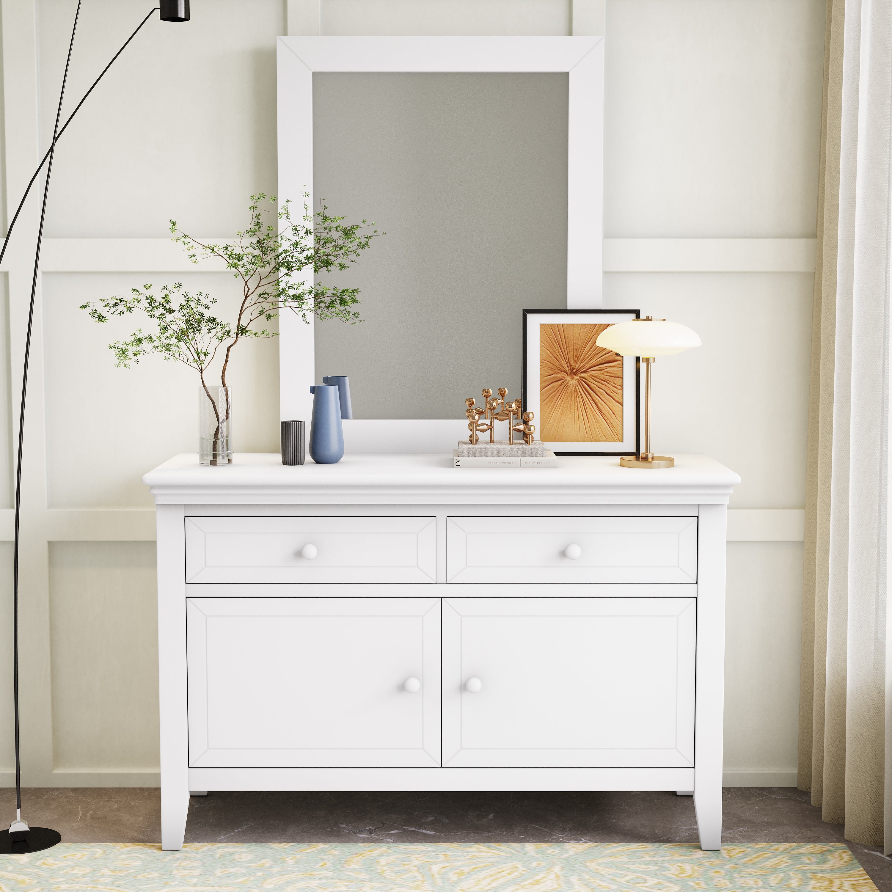 Traditional Concise Style White Solid Wood Dresser - - 37075451 - Mycitystee