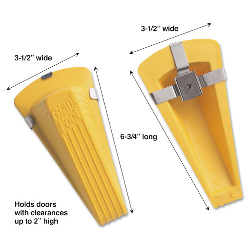 Master Caster Giant Foot Magnetic Doorstop， No-Slip Rubber Wedge， 3.5w x 6.75d x 2h， Yellow (00967) - Mycitystee