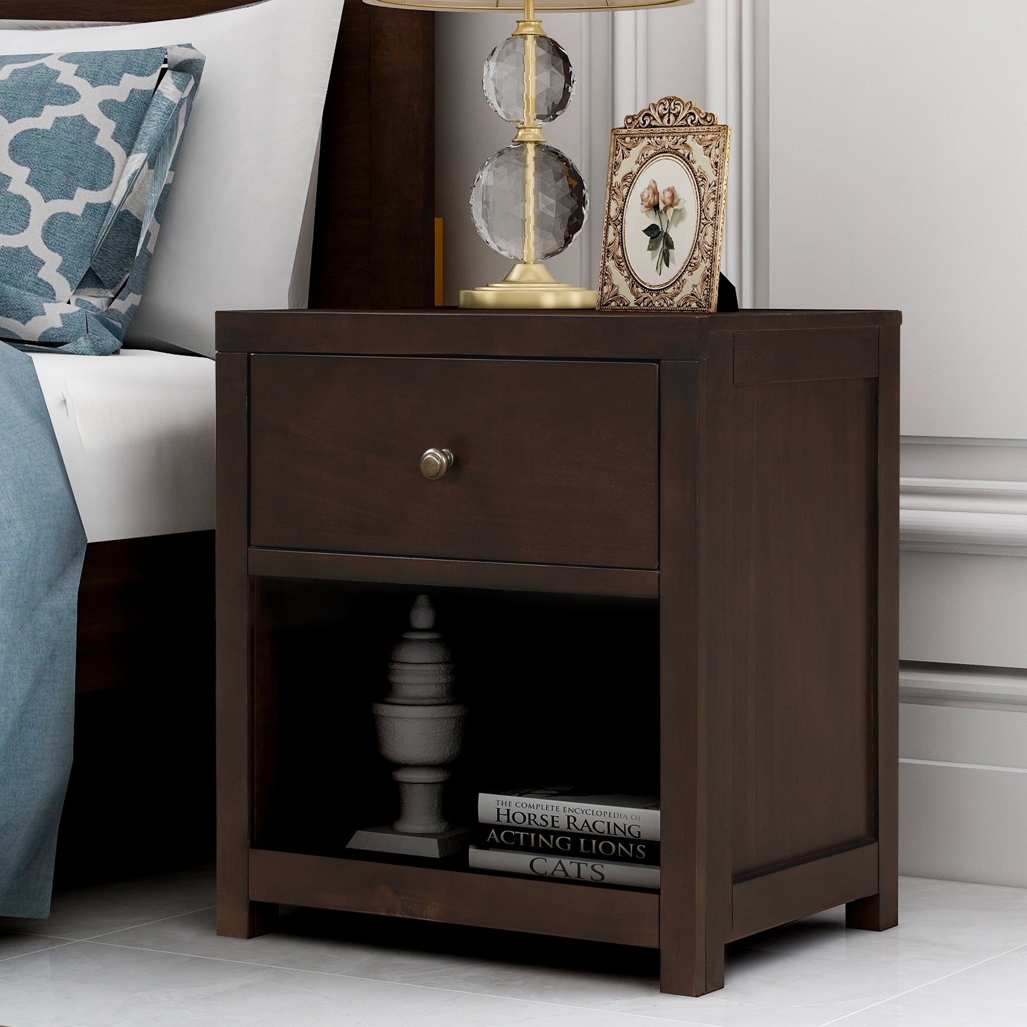 1 Drawer Solid Wood Nightstand Sofa End Table - Mycitystee