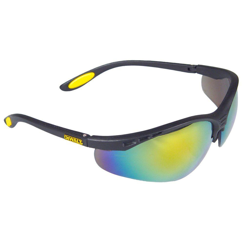 DeWalt Reinforcer Anti-Fog Safety Glasses Fire Mirror Lens Black Frame 1 pc - Mycitystee