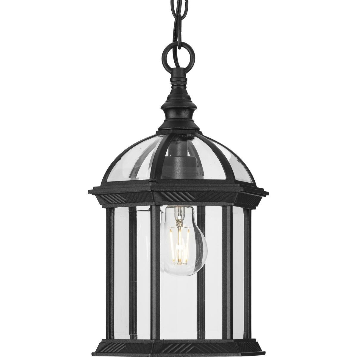Dillard Collection One-Light Textured Black Outdoor Hanging Light - 7.5 in x 7.5 in x 13.62 in - Mycitystee