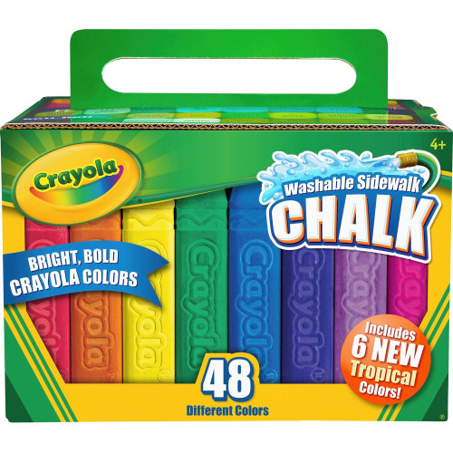 Crayola Washable Sidewalk Chalk， 48 Assorted Bright Colors， 48 Sticks/Set (512048) - Mycitystee