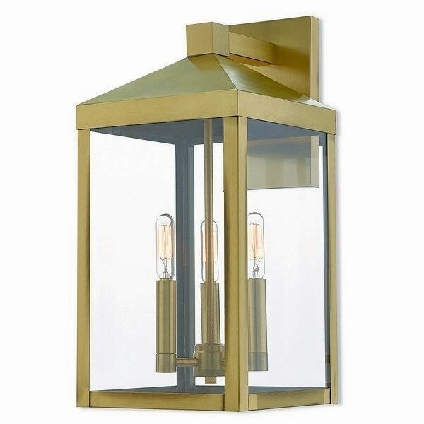 Livex Lighting Outdoor Wall Lantern 3 light Antique Brass Shopping - The Best Deals on Outdoor Wall Lanterns | 22457411 - Mycitystee