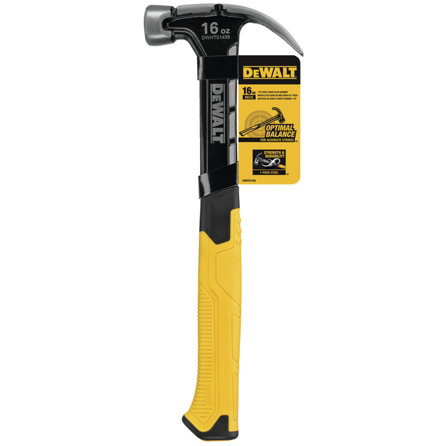 DeWalt 16 oz Smooth Face Curve Claw Hammer 11-3/4 in. Steel Handle - Mycitystee