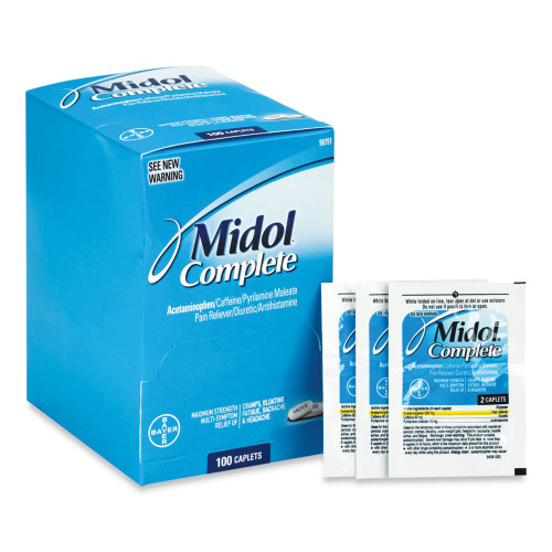 Midol Complete Menstrual Caplets， Two-Pack， 50 Packs/Box (90751) - Mycitystee