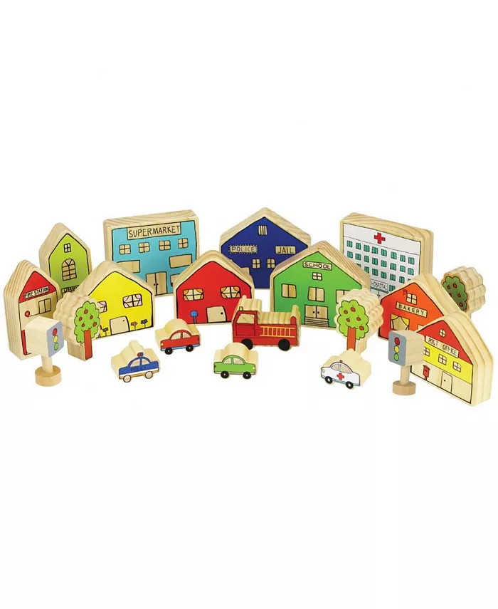The Freckled Frog Village Block Set  - 20 Pieces - Mycitystee