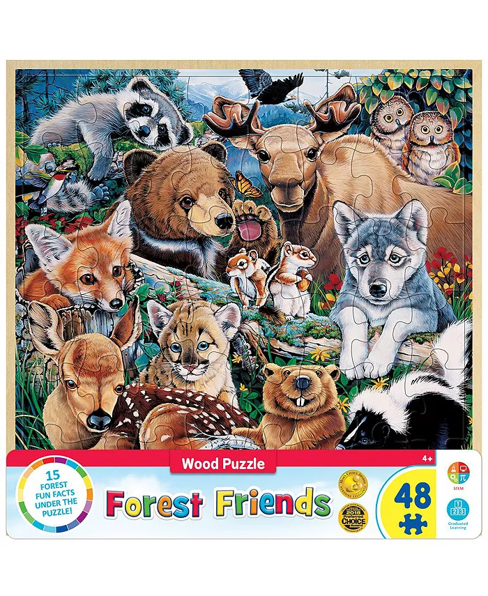 MasterPieces Puzzles Wood Fun Facts - Forest Friends Wood Puzzle  48 Piece Kids Puzzle - Mycitystee