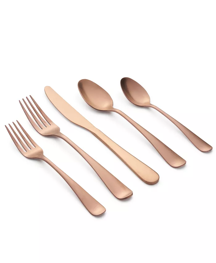 Cambridge Silversmiths Rhiannon Copper Satin 20-Piece Flatware Set， Service for 4 - Mycitystee
