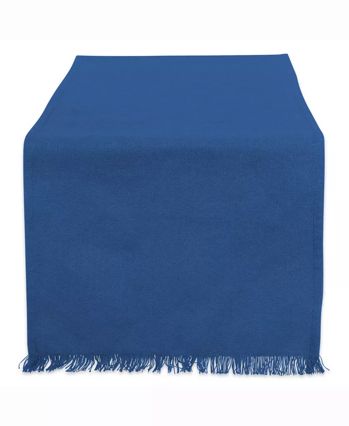 Design Imports Solid Navy Heavyweight Fringed Table Runner 14