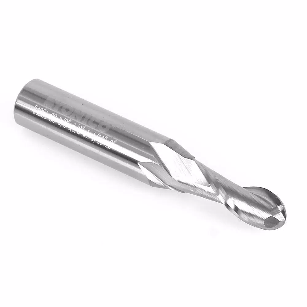 Yonico 2-Flute Ball Nose Spiral End Mill 3/8 in. Dia 1/2 in. Shank Solid Carbide CNC Router Bit and#8211; XDC Depot - Mycitystee