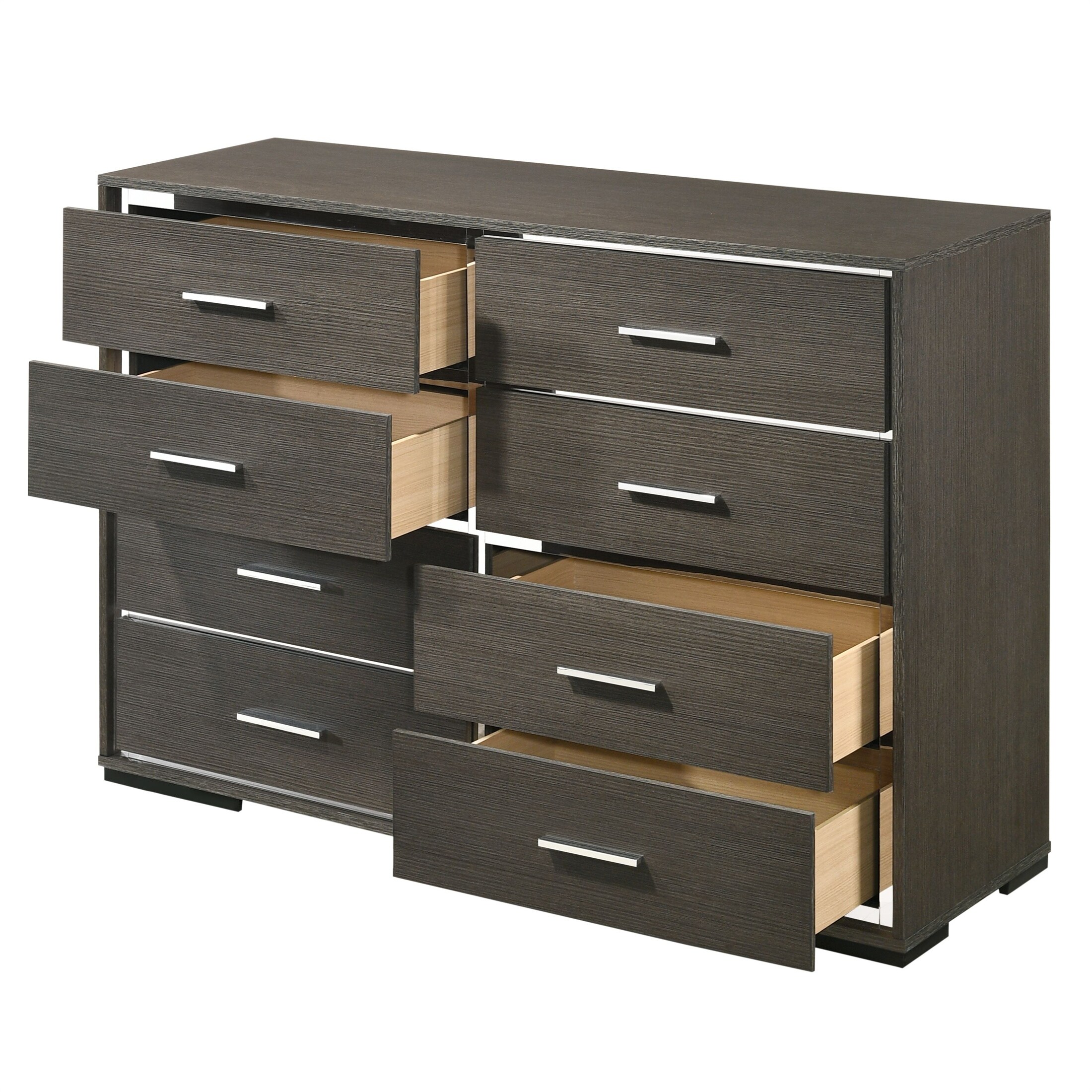 Dresser with 8 Storage Drawers Rectangular Double Chest， Antique Gray - - 35642371 - Mycitystee