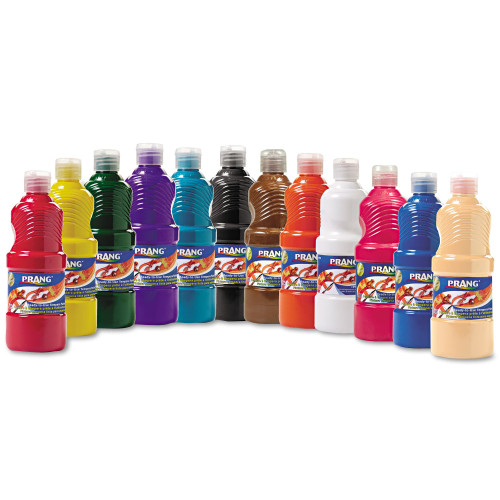 Prang Ready-to-Use Tempera Paint， 12 Assorted Colors， 16 oz， 12/Pack (21696) - Mycitystee