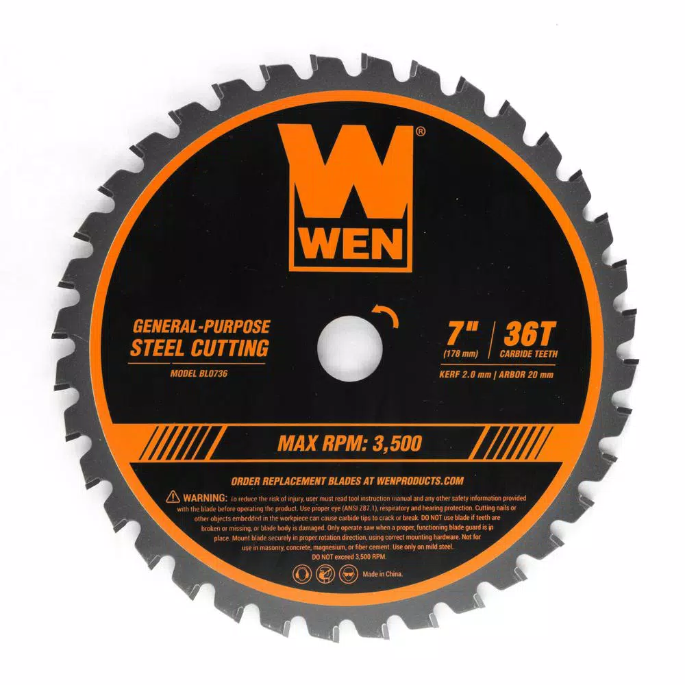 WEN 7 in. 36-Tooth Carbide-Tipped Professional Saw Blade for Steel Cutting and#8211; XDC Depot - Mycitystee