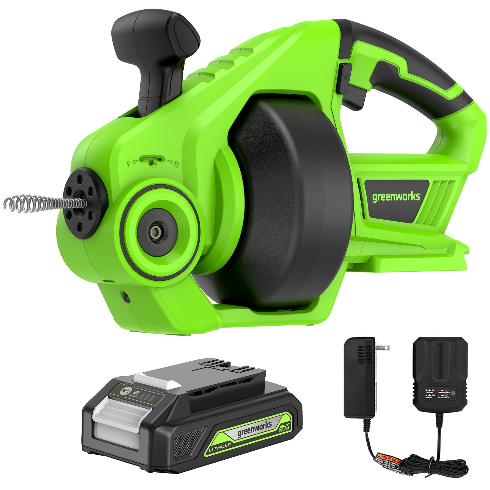 24V 23-FT Cordless Battery Drain Auger w/ (1) 2Ah Battery  Charger - Mycitystee